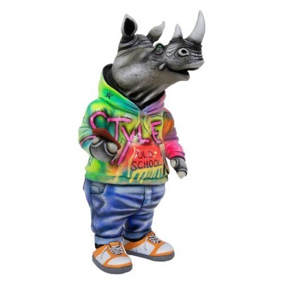 Rhino Fashionista (Hoodie) 16" x 10" x 8.75" | Mixed Media Sculpture image