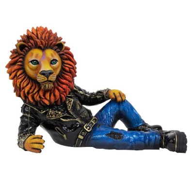 Reclining Rockstar Lion | Mixed Media Sculpture  image
