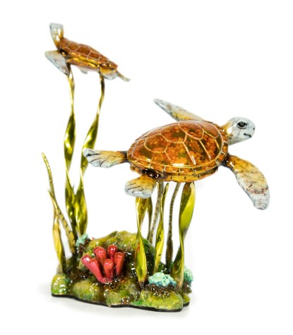 Sealife Swimming Turtles Coral  | Limited Edition Bronze | Carlos & Albert image