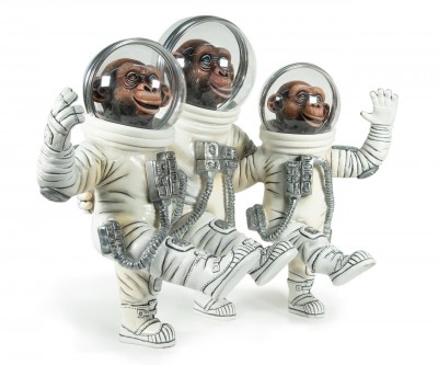 Compadres Astrochimps | Mixed Media 17" x 10.5" x 14.5" | Carlos and Albert image