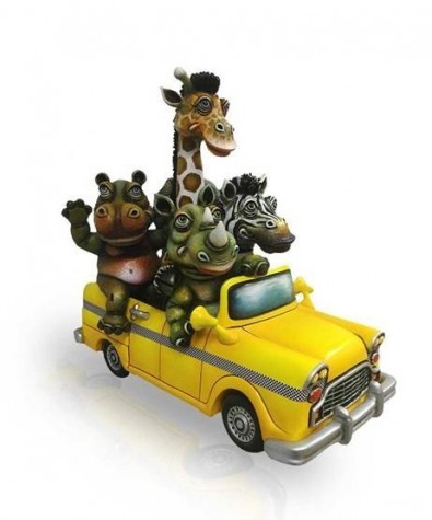 Yellow Cab Joyride | Mixed Media Sculpture | Size 21" x 13" x 20.5" image