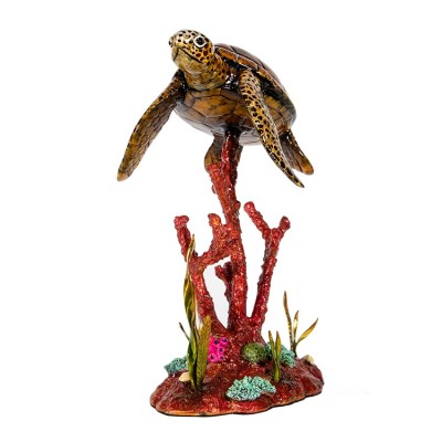 Large Coral Turtle | Carlos and Albert | 12.5 x 7 x 8 inches image