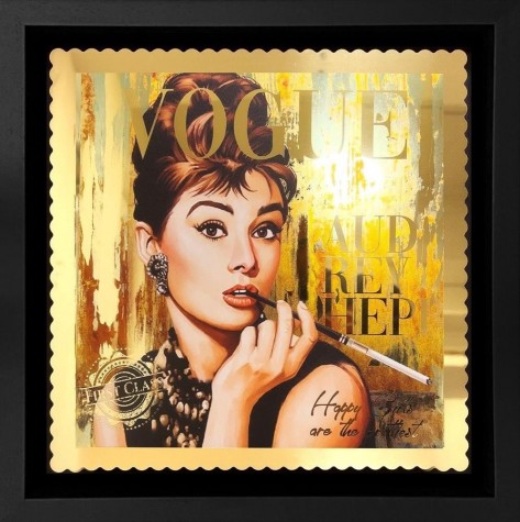 Golden Hepburn - Golden Stamp Miniature | Framed Dimensions: 19" x 19" x 4"  image