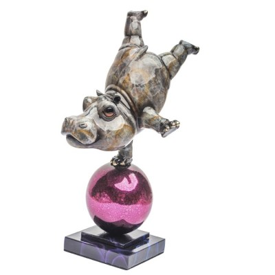 Hippo Sphere 9" x 5.5" x 4"  | Bronze Sculpture  image