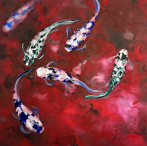 Red Koi - Original | Original 40" x 40" image