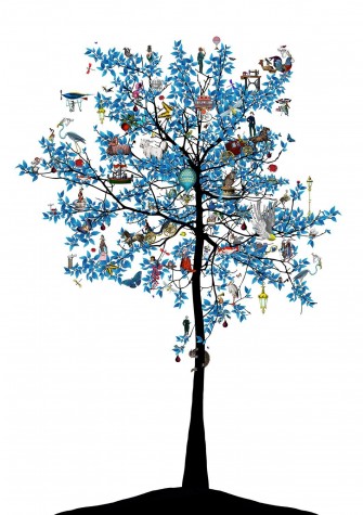 Mammalian Blue Folk Tree | Kristjana S Williams image