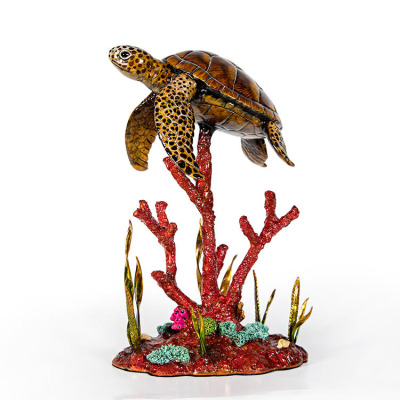 Large Coral Turtle | Carlos and Albert | 12.5 x 7 x 8 inches image