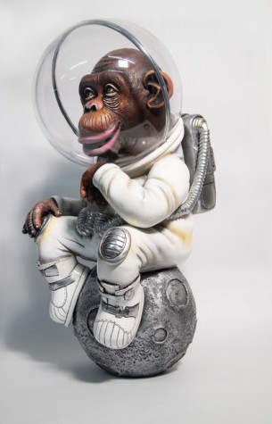 Over The Moon Space Chimp | 18" x 10.5" | Carlos & Albert image
