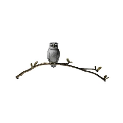 Owl On Branch | Bronze Sculpture | Size  3.7" x 10.8" x 3.2" image