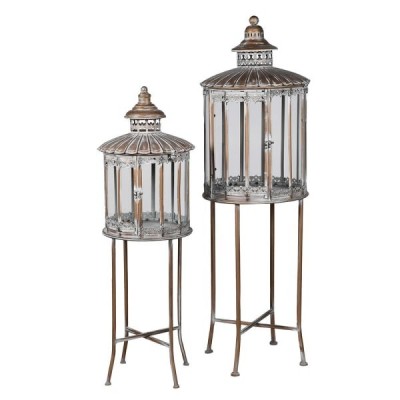 Set Of 2 Antique Gold Lanterns  image