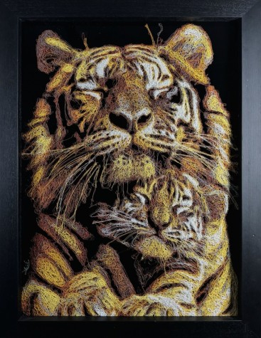 Sunset | Tiger and Cub | Original 27.5" x 35" | Zalini image