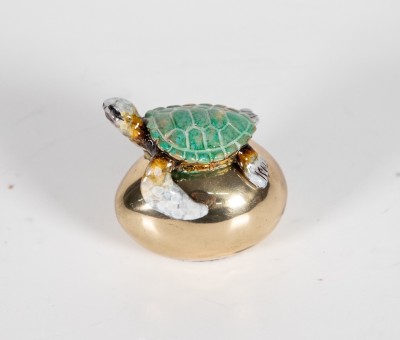 Turtle On Egg | 2.25 x 2 x 2 inches | Carlos and Albert Bronzes image