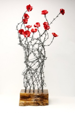Bouquet Of Barbed Wire Poppies - Commissionable Original Sculpture image